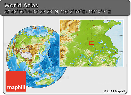 Physical Location Map of the Area around 33° 4' 42" N, 116° 31' 30" E