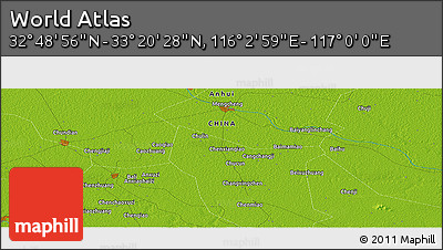 Physical Panoramic Map of the Area around 33° 4' 42" N, 116° 31' 30" E
