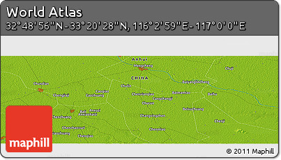 Physical Panoramic Map of the Area around 33° 4' 42" N, 116° 31' 30" E