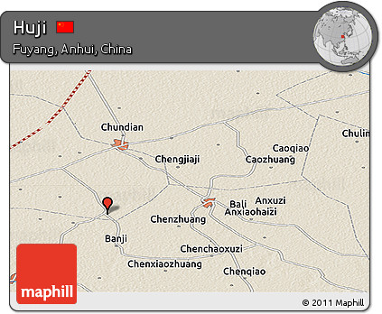 Shaded Relief Panoramic Map of Huji