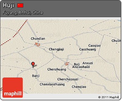 Shaded Relief Panoramic Map of Huji
