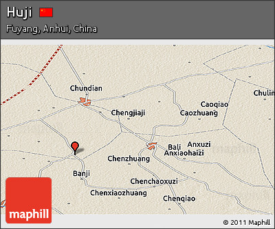 Shaded Relief Panoramic Map of Huji