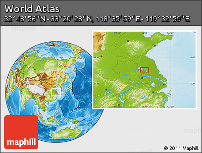 Physical Location Map of the Area around 33° 4' 42" N, 119° 4' 29" E