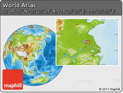 Physical Location Map of the Area around 33° 4' 42" N, 119° 4' 29" E