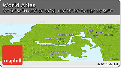 Physical Panoramic Map of the Area around 33° 4' 42" N, 119° 4' 29" E