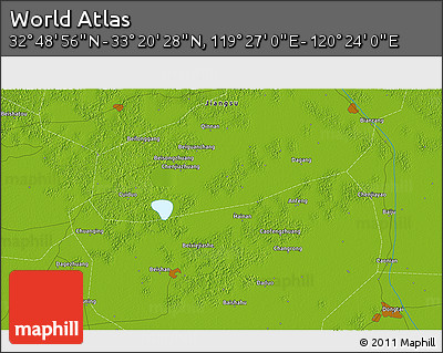 Physical 3D Map of the Area around 33° 4' 42" N, 119° 55' 30" E