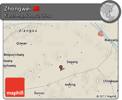 Shaded Relief 3D Map of Zhongwei