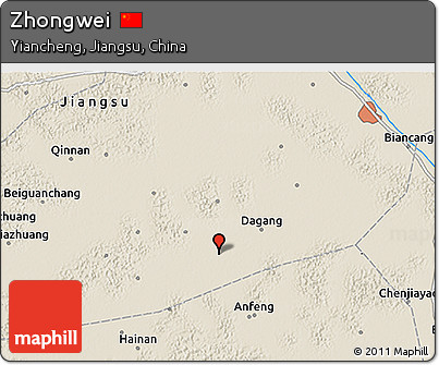 Shaded Relief 3D Map of Zhongwei