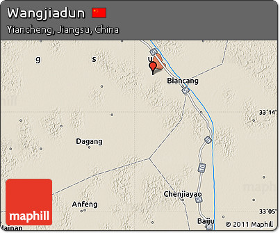 Shaded Relief Map of Wangjiadun
