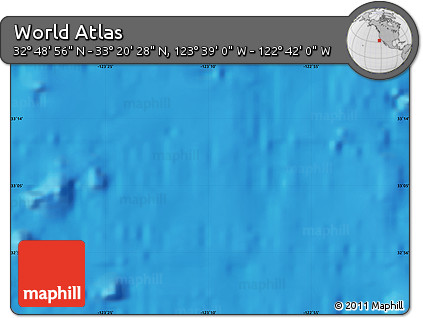 Physical Map of the Area around 33° 4' 42" N, 123° 10' 30" W
