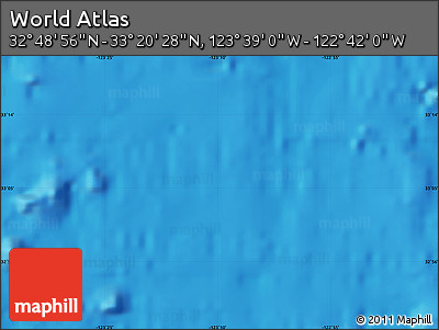 Physical Map of the Area around 33° 4' 42" N, 123° 10' 30" W