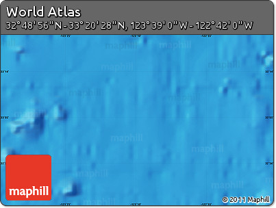 Physical Map of the Area around 33° 4' 42" N, 123° 10' 30" W