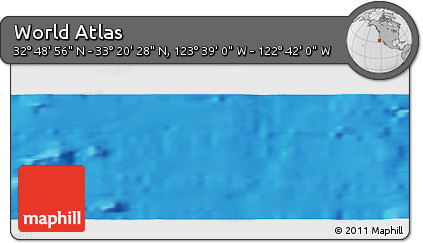 Physical Panoramic Map of the Area around 33° 4' 42" N, 123° 10' 30" W