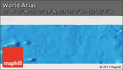 Physical Panoramic Map of the Area around 33° 4' 42" N, 123° 10' 30" W