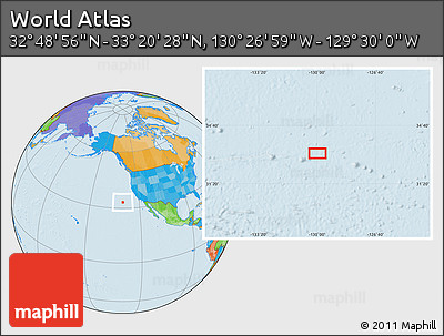 Political Location Map of the Area around 33° 4' 42" N, 129° 58' 29" W