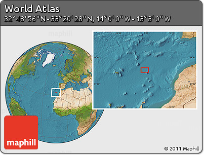 Satellite Location Map of the Area around 33° 4' 42" N, 13° 31' 30" W