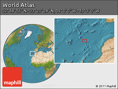 Satellite Location Map of the Area around 33° 4' 42" N, 13° 31' 30" W
