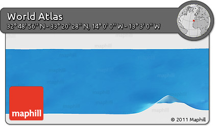 Physical Panoramic Map of the Area around 33° 4' 42" N, 13° 31' 30" W