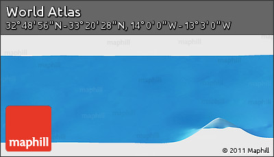 Physical Panoramic Map of the Area around 33° 4' 42" N, 13° 31' 30" W