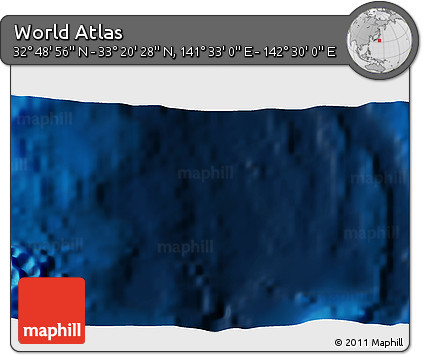 Physical 3D Map of the Area around 33° 4' 42" N, 142° 1' 30" E