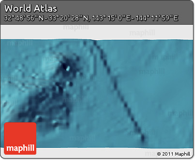 Satellite 3D Map of the Area around 33° 4' 42" N, 143° 43' 29" E