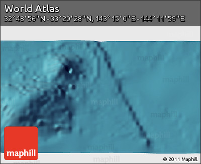 Satellite 3D Map of the Area around 33° 4' 42" N, 143° 43' 29" E