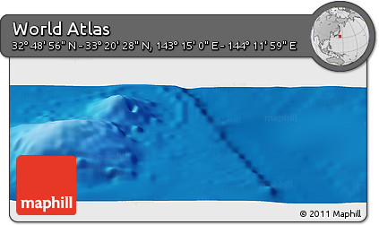 Physical Panoramic Map of the Area around 33° 4' 42" N, 143° 43' 29" E