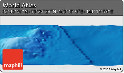 Physical Panoramic Map of the Area around 33° 4' 42" N, 143° 43' 29" E