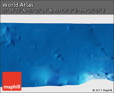 Physical 3D Map of the Area around 33° 4' 42" N, 147° 58' 29" E