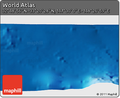 Physical 3D Map of the Area around 33° 4' 42" N, 147° 58' 29" E