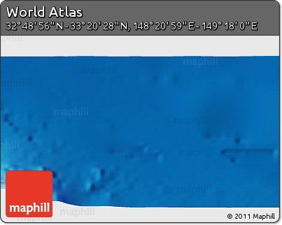 Physical 3D Map of the Area around 33° 4' 42" N, 148° 49' 29" E