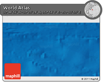 Physical 3D Map of the Area around 33° 4' 42" N, 151° 22' 30" E