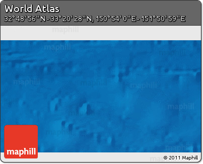 Physical 3D Map of the Area around 33° 4' 42" N, 151° 22' 30" E