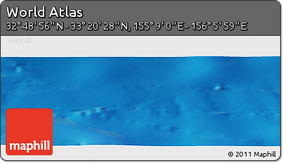 Physical Panoramic Map of the Area around 33° 4' 42" N, 155° 37' 30" E