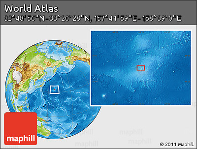 Physical Location Map of the Area around 33° 4' 42" N, 158° 10' 30" E