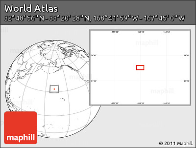 Blank Location Map of the Area around 33° 4' 42" N, 168° 13' 29" W