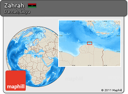 Shaded Relief Location Map of Zahrah