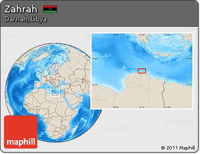 Shaded Relief Location Map of Zahrah