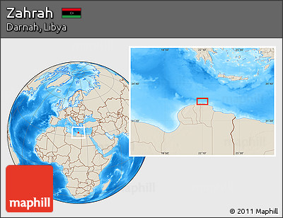 Shaded Relief Location Map of Zahrah