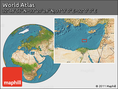 Satellite Location Map of the Area around 33° 4' 42" N, 31° 31' 29" E