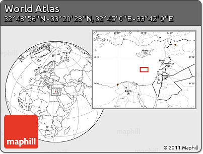 Blank Location Map of the Area around 33° 4' 42" N, 33° 13' 30" E