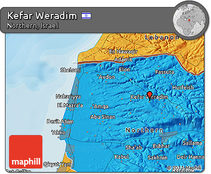 Political 3D Map of Kefar Weradim