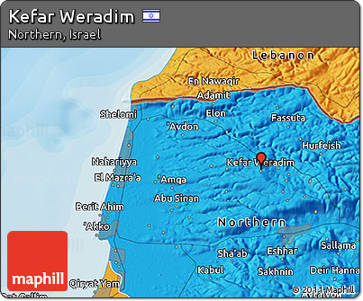 Political 3D Map of Kefar Weradim