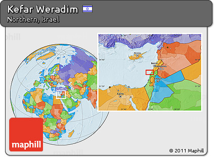 Political Location Map of Kefar Weradim