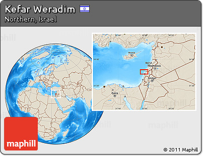 Shaded Relief Location Map of Kefar Weradim