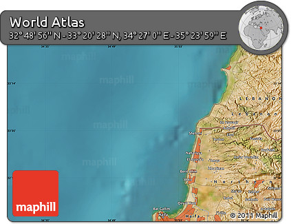 Satellite Map of the Area around 33° 4' 42" N, 34° 55' 29" E