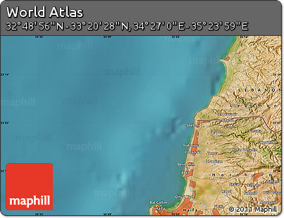 Satellite Map of the Area around 33° 4' 42" N, 34° 55' 29" E