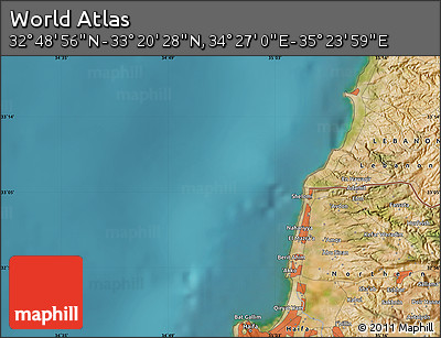 Satellite Map of the Area around 33° 4' 42" N, 34° 55' 29" E