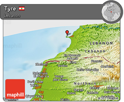 Physical Panoramic Map of Tyre