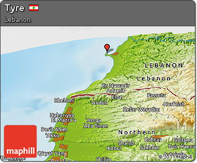 Physical Panoramic Map of Tyre